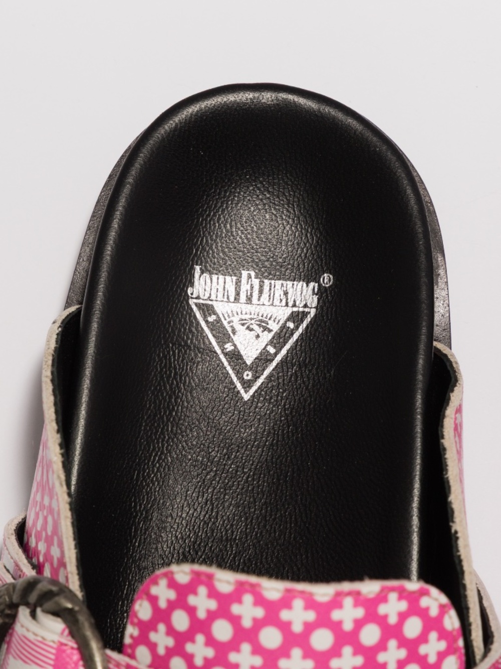 John Fluevog Chillville Bean Bag pink XO buckle clog pink & white pattern 10 - Picture 11 of 12